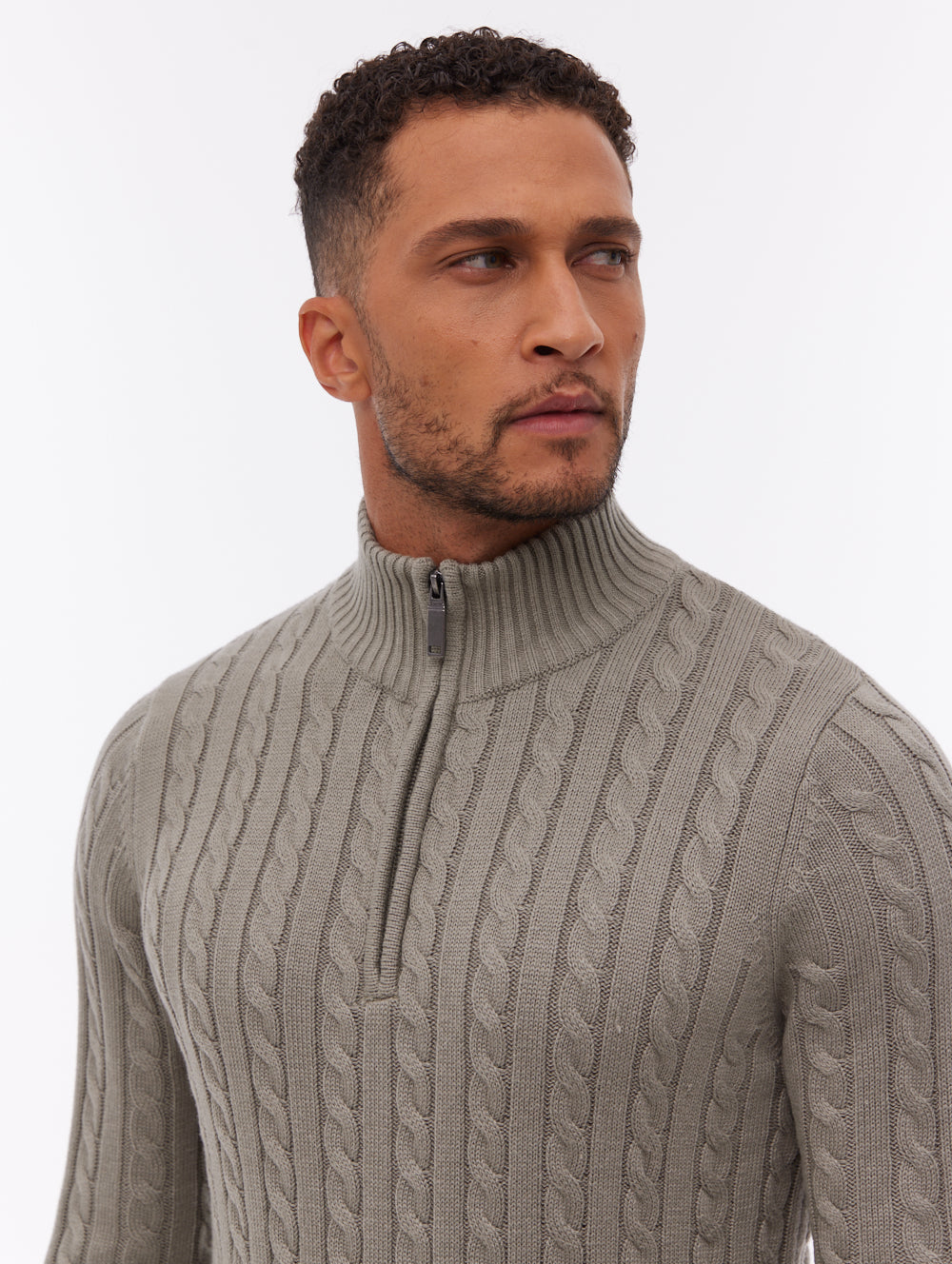 Rasola Green GR006 Knit 1/4 Zips Cable 7 Gauge Shot 2