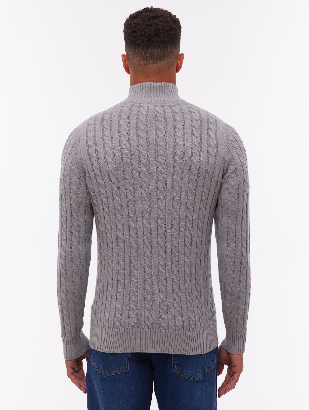 Rasola Grey GY001X Knit 1/4 Zips Cable 7 Gauge Shot 3