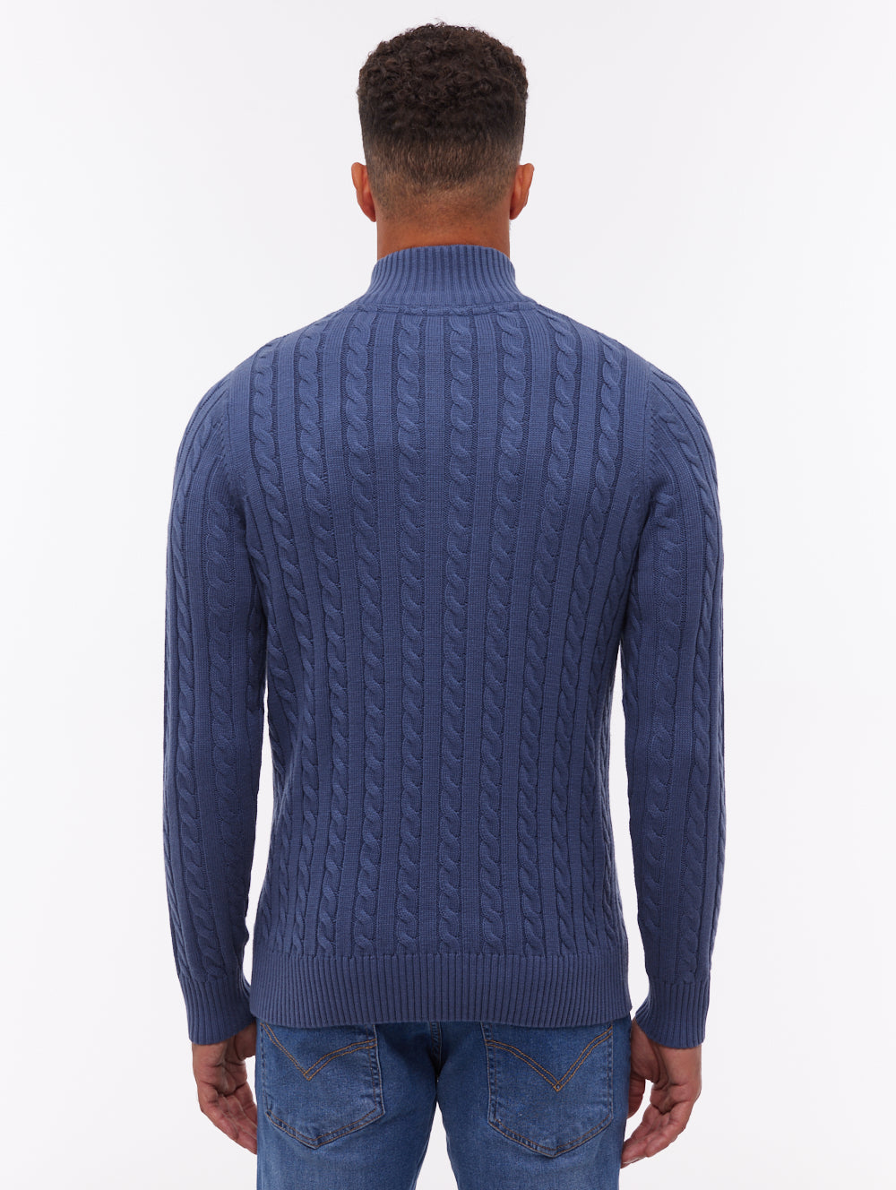 Rasola Blue NY030 Knit 1/4 Zips Cable 7 Gauge Shot 3