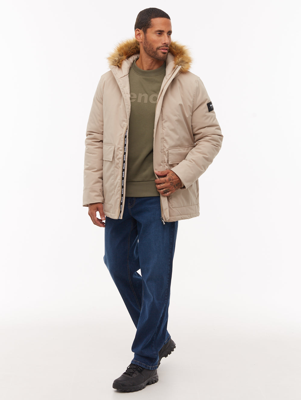 Jarryl Beige ST036 Outerwear Parkas Shot 5