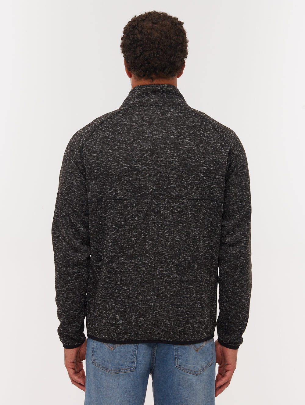 Middeo Fleece Funnel-Neck Zip-Up - Black