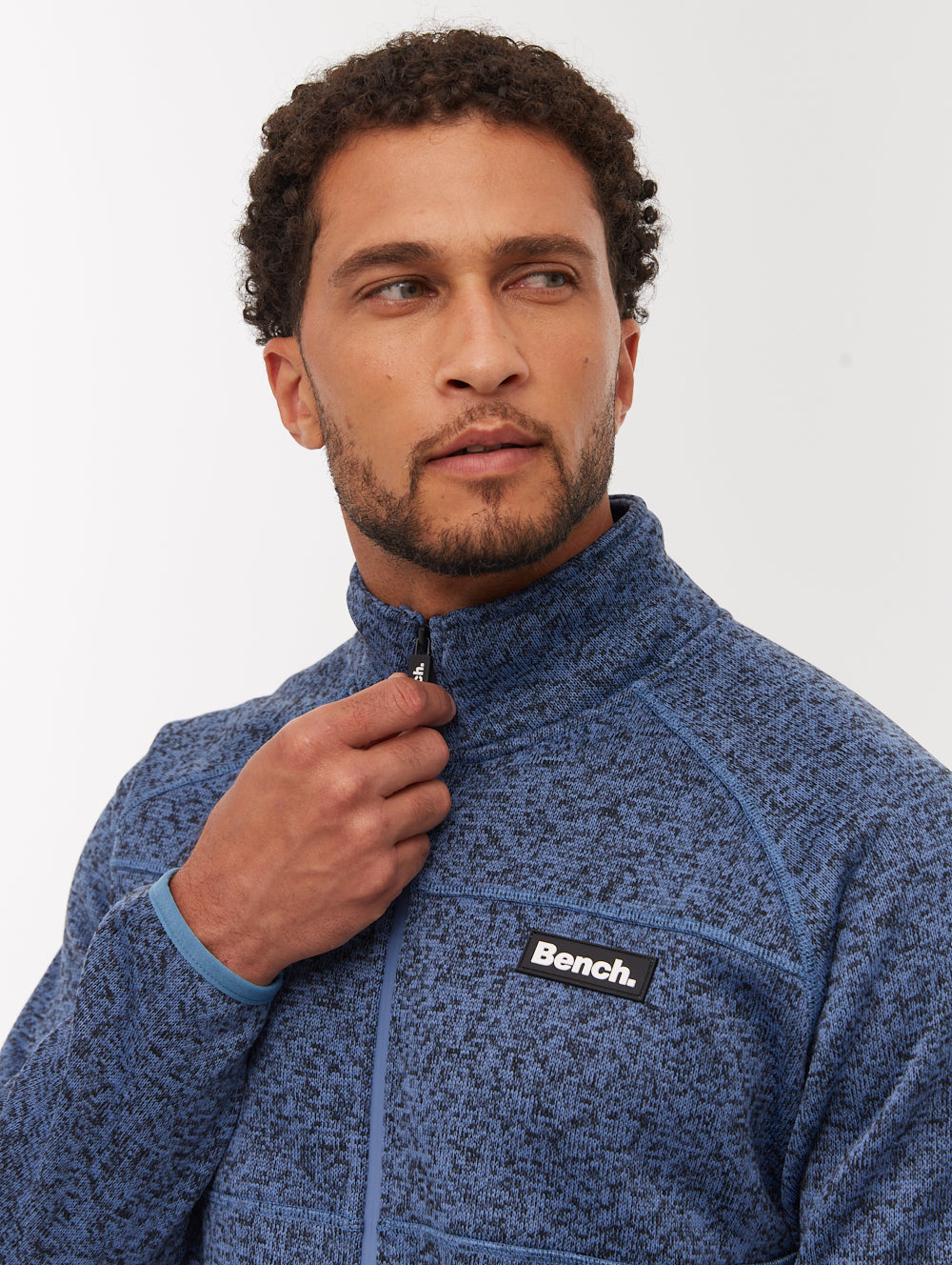 Middeo Fleece Funnel-Neck Zip-Up - Blue