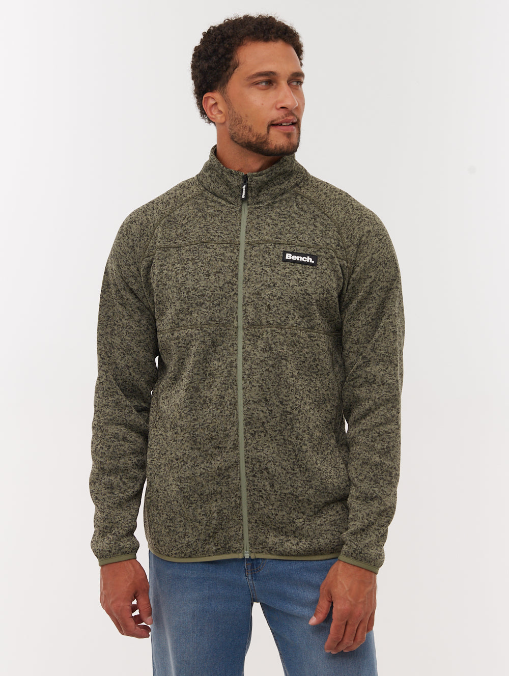 Middeo Fleece Funnel-Neck Zip-Up - Green