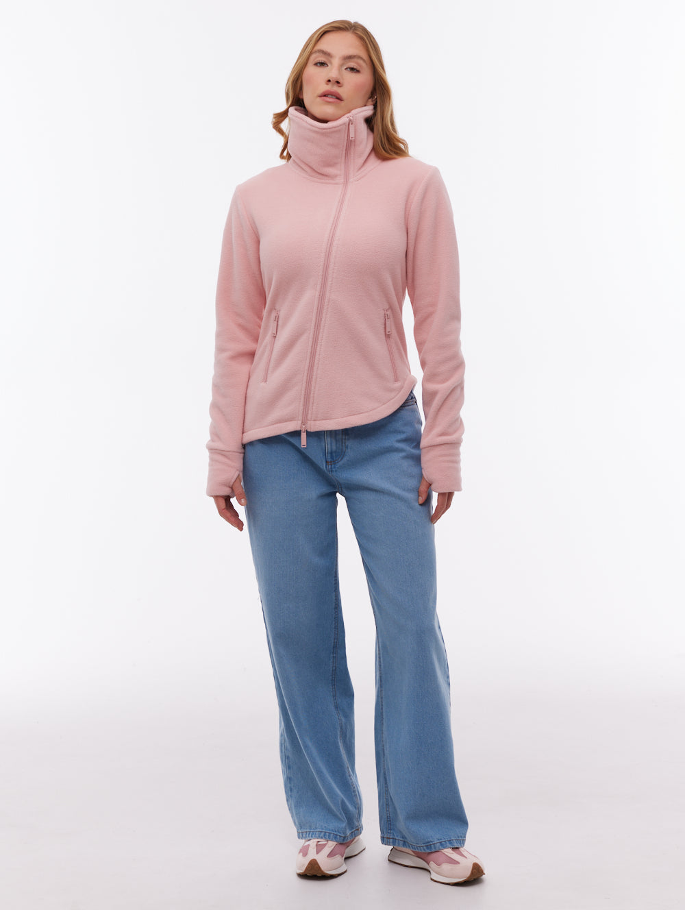 Symmy Asymmetric Zip-Up Funnel Neck - Pink