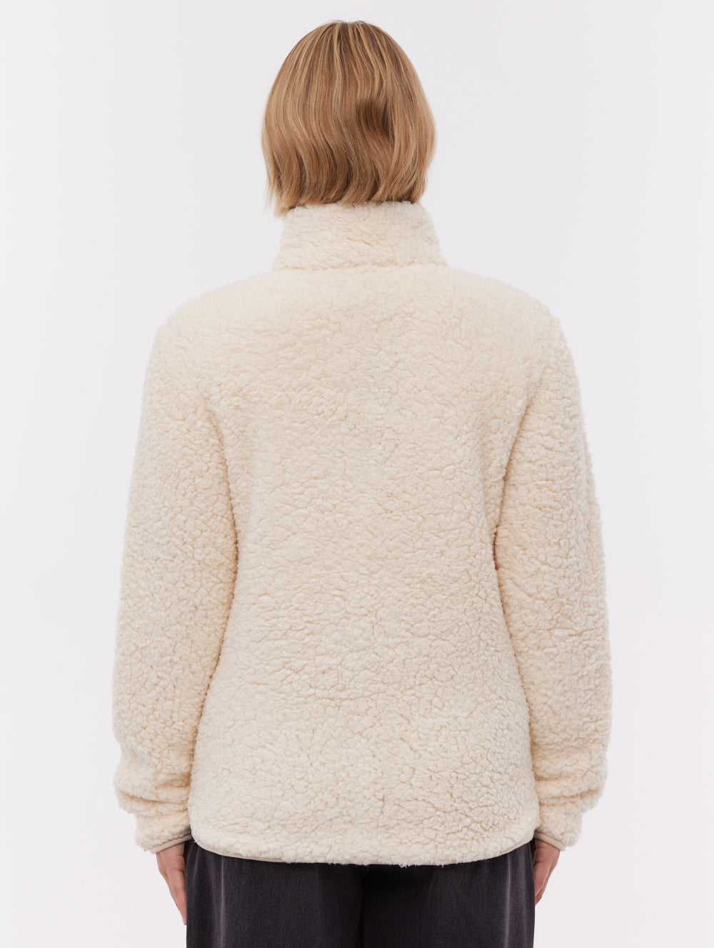 Klea Fleece Funnel Zip-Up  - White
