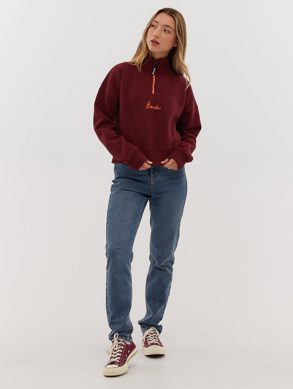 Rochelle Zip Mock Neck Crop Sweatshirt