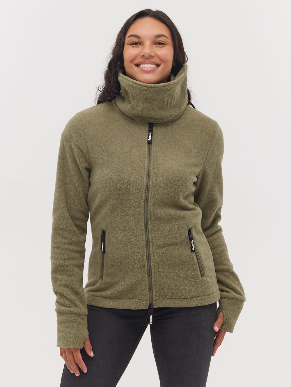 Funnel Microfleece Wrap Neck Zip-Up