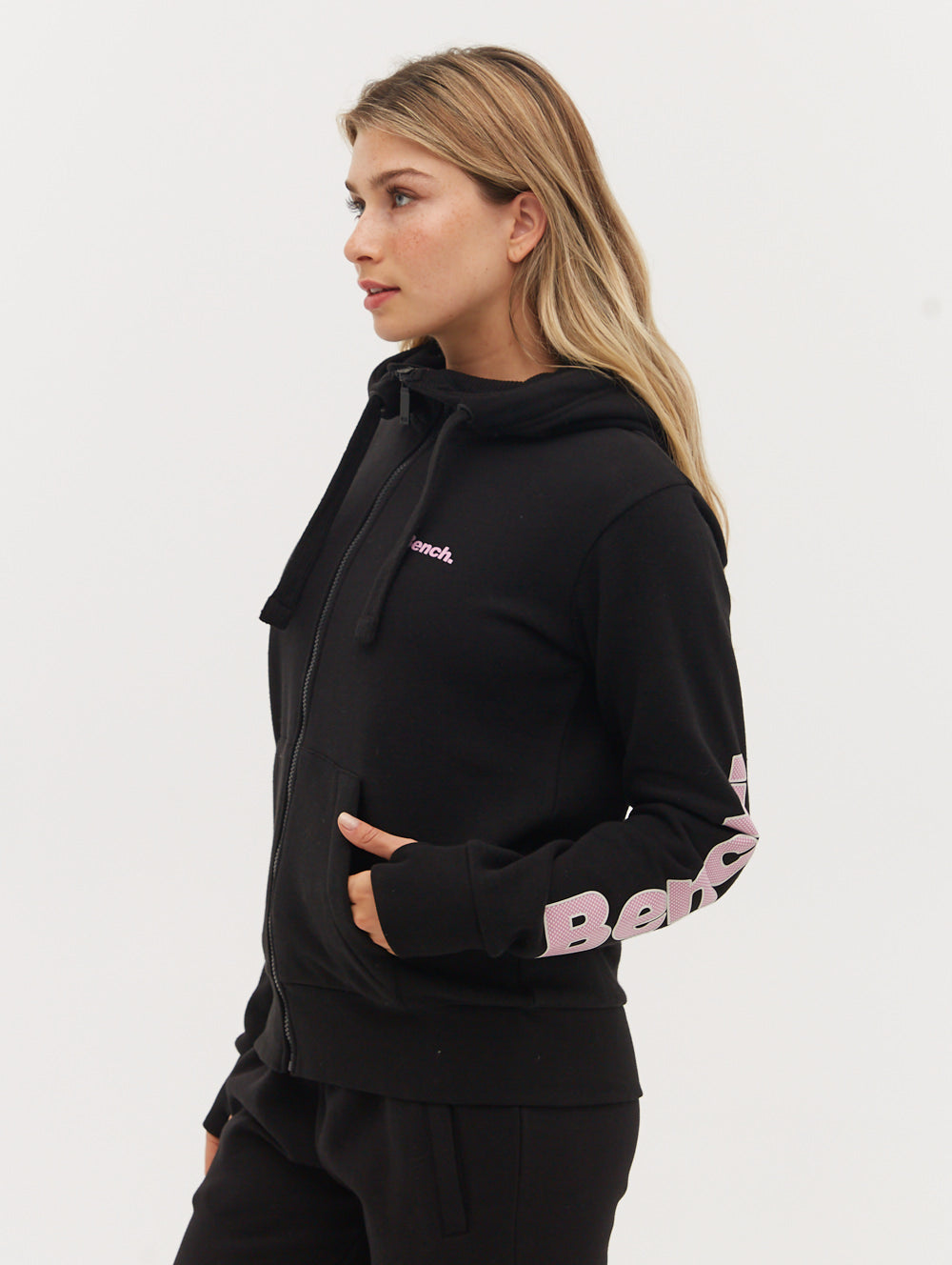 Darcine Zip-Up Hoodie with Sleeve Logo