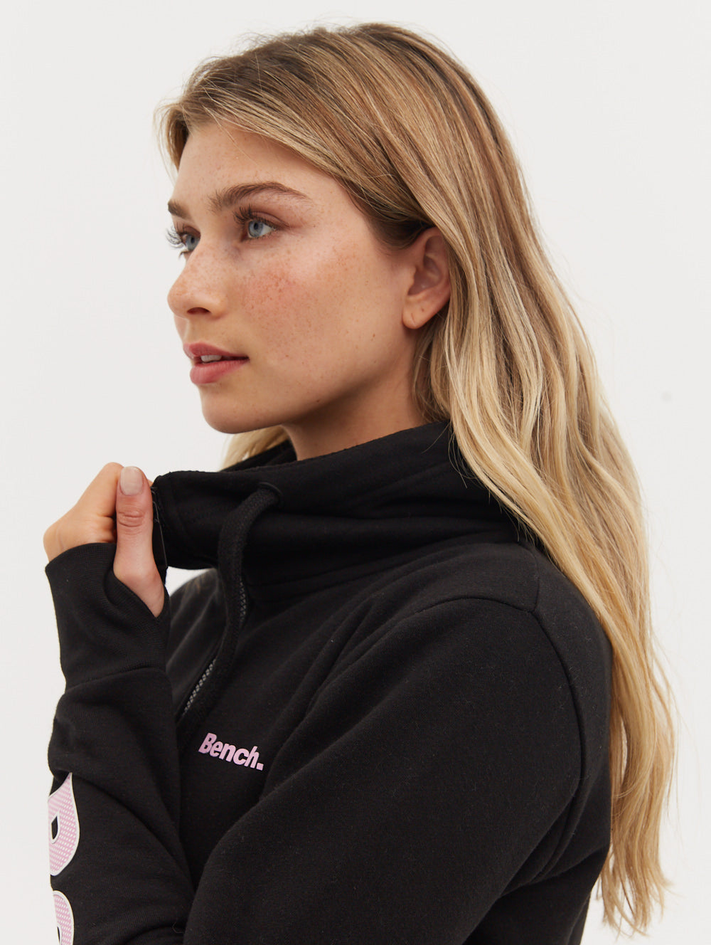 Darcine Zip-Up Hoodie with Sleeve Logo