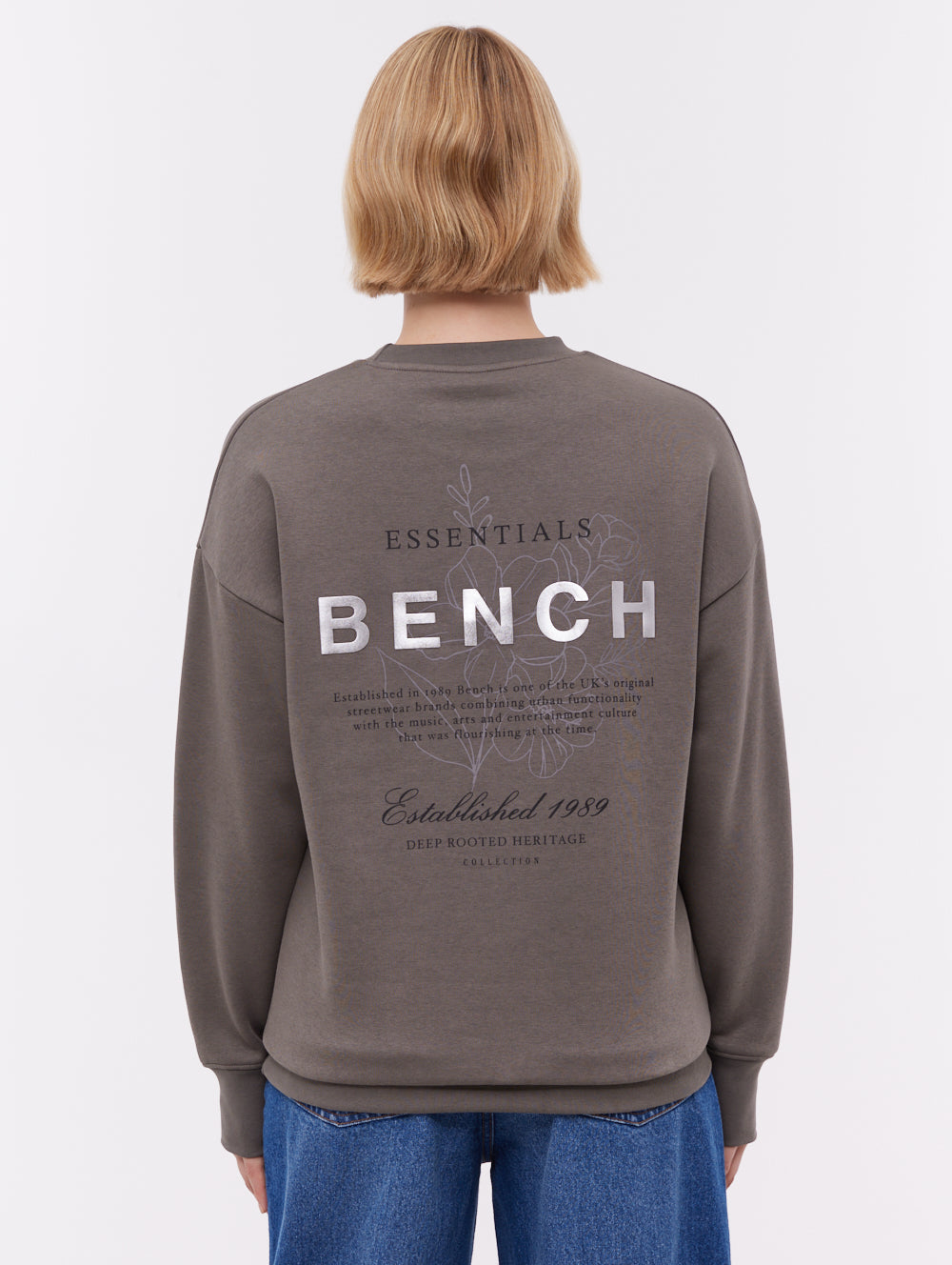 Gerna Back Print Crew Neck - Grey
