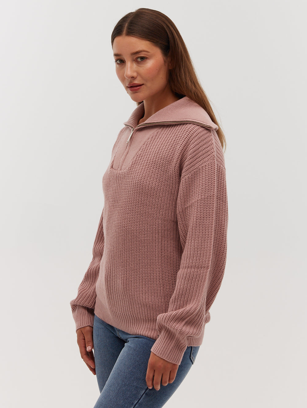 Thurynn Oversize Zippered Funnel Sweater