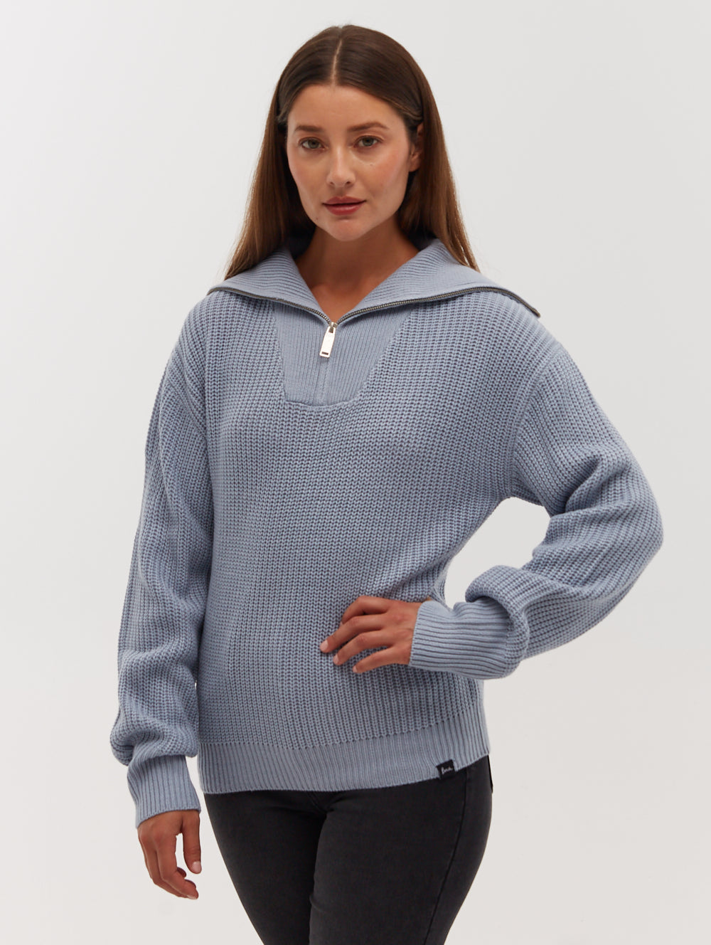 Thurynn Oversize Zippered Funnel Sweater