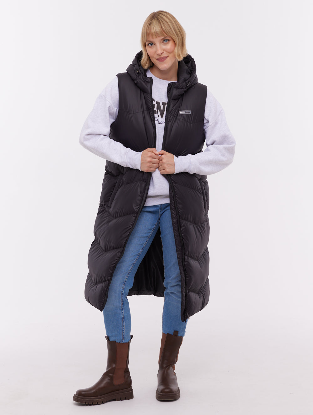 Saz Longline Hooded Vest - Black