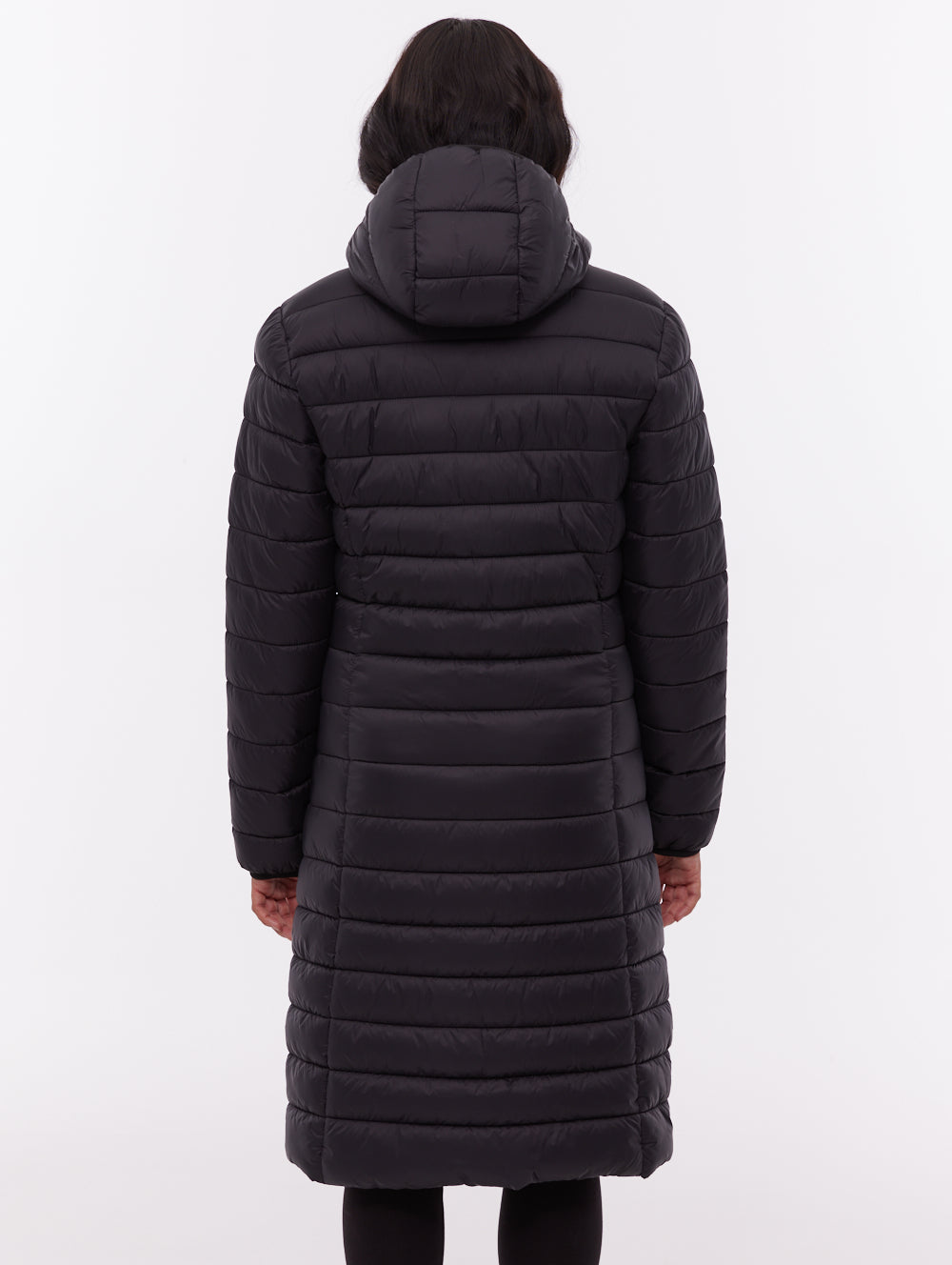 Nella Hooded Maxi Puffer Jacket - Black