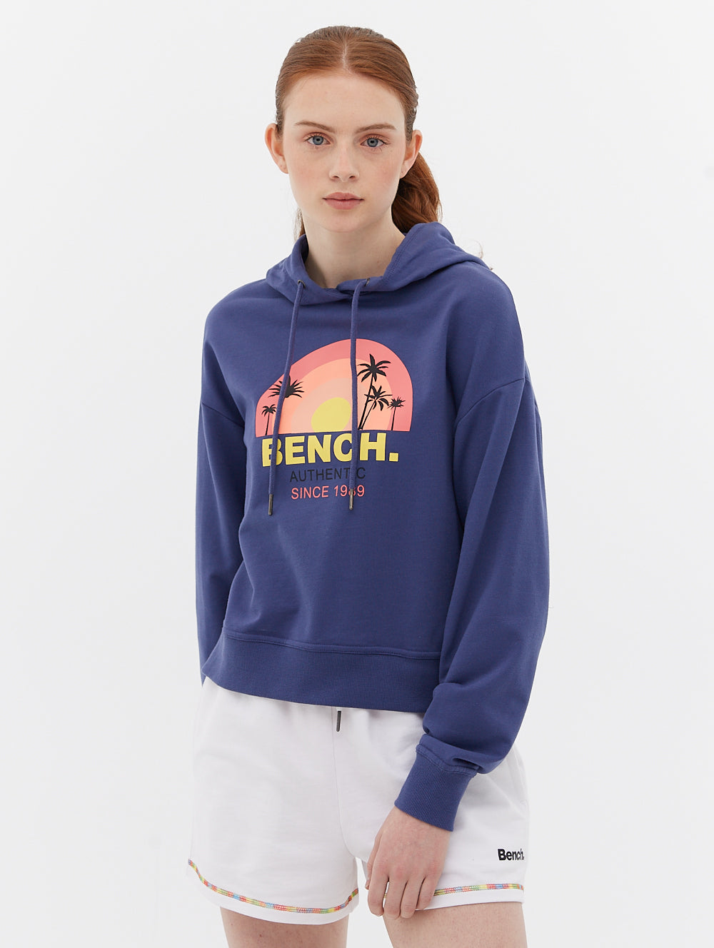 French Terry Cropped Graphic Hoodie