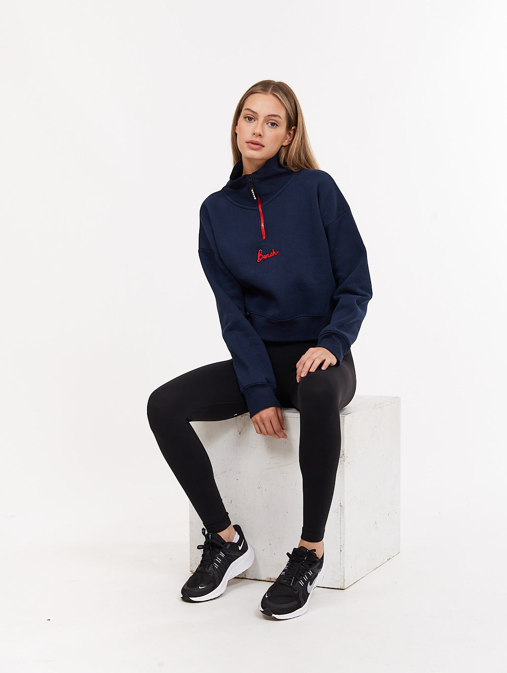 Rochelle Zip Mock Neck Crop Sweatshirt